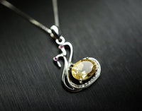 Citrine Necklace - Sterling Silver Coupon Swan Necklace - Chakra Healing Tiny 925 Silver Box Chain Citrine Healing Pendant Yoga Jewelry 1107