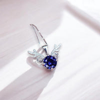 Tanzanite Necklace - Gemstone Deer Antler Pendant - 18KGP @ Sterling Silver 8mm Round 2 Ct Lab Tanzanite Pendant - December Birthstone #479