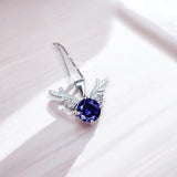 Tanzanite Necklace - Gemstone Deer Antler Pendant - 18KGP @ Sterling Silver 8mm Round 2 Ct Lab Tanzanite Pendant - December Birthstone #479