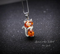 Cat Sunstone necklace, Gemstone Kitty Cat Sun stone Pendant, Orange Gemstone Sterling Silver Pet Cat lover gift Kitten Jewelry #215