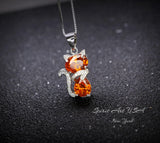 Cat Sunstone necklace, Gemstone Kitty Cat Sun stone Pendant, Orange Gemstone Sterling Silver Pet Cat lover gift Kitten Jewelry #215