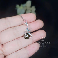 Sterling Silver Swan Peridot Necklace - 18KGP- Peridot Jewelry - Swan Necklace #152