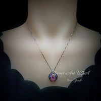 Genuine Amethyst Necklace - Hold Your Heart Pendant - 18KGP @ Sterling Silver - Blue Sapphire Style - Round Cut Natural Amethyst Pendant 700