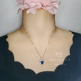 4 CT Tanzanite Heart Necklace - White gold coated Sterling Silver - Deep blue heart Pendant - Lab Created Energic Tanzanite Jewelry #573