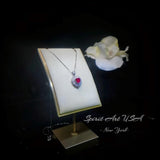 Double Halo Ruby Necklace - Red Ruby Heart Pendant - 18KGP @ Sterling Silver - Dainty Ruby Pendant - July Birthstone #268