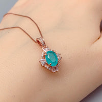 Rose Gold Paraiba Necklace Royal Blue Gemstone Jewelry Sterling Silver Made Gemstone blue 011