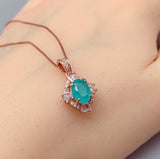 Rose Gold Paraiba Necklace Royal Blue Gemstone Jewelry Sterling Silver Made Gemstone blue 011
