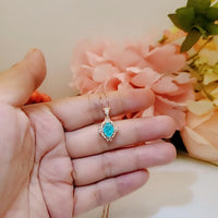Rose Gold Paraiba Necklace Royal Blue Gemstone Jewelry Sterling Silver Made Gemstone blue 011