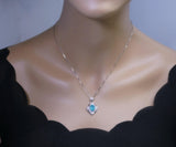 Paraiba Tourmaline Necklace - 18KGP @ Sterling Silver - Royal Flower Blue Gemstone Necklace - Green Paraiba Pendant #539