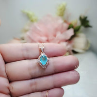 Rose Gold Paraiba Necklace Royal Blue Gemstone Jewelry Sterling Silver Made Gemstone blue 011