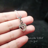 Ruby Necklace Sterling Silver - Double Heart Necklace - White Gold coated July Birthstone #649