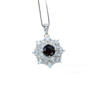Garnet Necklace - Gemstone Flower Pendant - 18kgp @ Sterling Silver - Red Garnet Jewelry #603