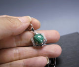 Genuine Malachite Necklace Silver - 925 Sterling Silver Green Malachite Pendant , Geometric Hexagonal Malachite Jewelry #137