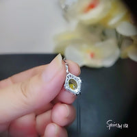 Peridot Necklace - Oval Cut - Sterling Silver Green Peridot Pendant - 2 CT White Gold Plated Gemstone Style 095