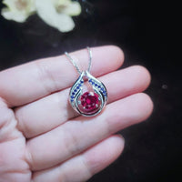 Ruby Necklace Sterling Silver Blue Sapphire Wing Jewelry 18kgp Hold Your Heart Red Ruby Jewelry #530