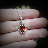 Sterling Silver Sunstone Necklace - 18kgp @ Sterling Silver - 1.8 CT Orange Tangerine Spessartite Garnet Pendant #154
