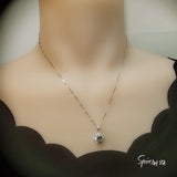 Peridot Necklace - Oval Cut - Sterling Silver Green Peridot Pendant - 2 CT White Gold Plated Gemstone Style 095
