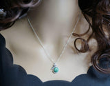 Natural Malachite Necklace - Sterling Silver White Gold Mermaid Pendant - Heart Chakra Healing Green Stone Jewelry #934