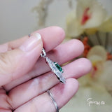 Large Gemstone Peony Emerald Necklace 2.1 CT Oval Cut Emerald Pendant 18KGP @ Sterling Silver #562