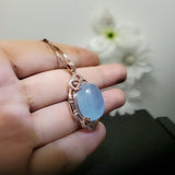 Natural Aquamarine Necklace Sterling Silver 13 ct Oval 18k Rose gold coated Crystal Chakra Healing High Frequency March Birthstone 1047