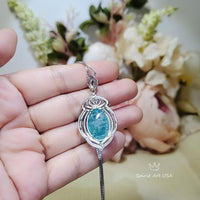Paraiba Necklace Sterling Silver 14 CT Blue Paraiba Tourmaline Necklace Gemstone Royal Crown Flower Blue Gemstone Jewelry #977