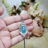 Paraiba Necklace Sterling Silver 14 CT Blue Paraiba Tourmaline Necklace Gemstone Royal Crown Flower Blue Gemstone Jewelry #977