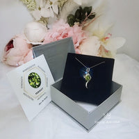 Sterling Silver Bow Peridot Necklace - White Gold coated Swirl Infinity Dynamic 2 CT Green Peridot Pendant - August Birthstone #510