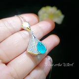Brilliant Blue Paraiba Tourmaline Necklace - 18KGP Sterling Silver - Gemstone Drop Synthetic Blue Paraiba Gemstone Jewelry #753