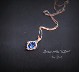 Blue Sapphire Rose Gold Necklace Rose Gold Sterling Silver Gemstone Oval Blue Gemstone Pendant September Birthstone #163