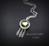 Large Green Peridot Necklace - 18KGP @ Sterling Silver - dreamcatcher Necklace - August Birthstone - Dream Catcher Peridot Pendant #690