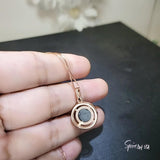 Solitaire Black Onyx Necklace , Classic 4 CT Natural Genuine Onyx Pendant - 18KGP @ Sterling Silver - Black Gemstone Protective Stone #159