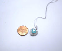 Heart Blue Paraiba Tourmaline Necklace double halo Heart Halo Blue Gemstone Pendant Jewelry #256