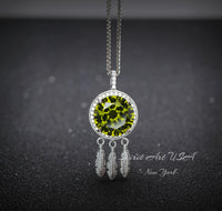 Large Green Peridot Necklace - 18KGP @ Sterling Silver - dreamcatcher Necklace - August Birthstone - Dream Catcher Peridot Pendant #690