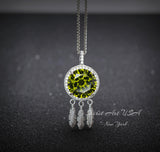 Large Green Peridot Necklace - 18KGP @ Sterling Silver - dreamcatcher Necklace - August Birthstone - Dream Catcher Peridot Pendant #690