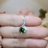 2.2 CT Green Peridot Necklace Gemstone Knot Pendant - Simple Bowknot Lab Created Deep Green Gemstone 18k @ Sterling Silver Minimalist 058