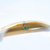Tiny Sterling Silver Emerald Necklace - Teardrop Emerald Pendant - May Birthstone Petal Leaf Green Gemstone Jewelry - 18KGP #287