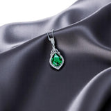Tiny Sterling Silver Emerald Necklace - Teardrop Emerald Pendant - May Birthstone Petal Leaf Green Gemstone Jewelry - 18KGP #287