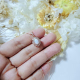 Opal Necklace - Tiny White Opal Rose gold 18KGP @ Sterling Silver - Small Gemstone flower style Opal Jewelry #308
