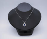 Blue Sapphire Gemstone Lotus Necklace - 18KGP @ Sterling Silver - Blue Sapphire Pendant Jewelry #451