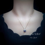Genuine Amethyst Necklace - Tiny Square Scissor Cut Natural Amethyst Pendant - 18KGP @ Sterling Silver - February Birthstone #416