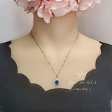 Royal Blue Sapphire Necklace - Gemstone Flower 2.1 CT Blue Sapphire Pendant - Blue Gemstone Jewelry #488