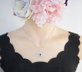 Tanzanite Necklace Lotus Flower Style Water Lily Pendant 18KGP @ Sterling Silver Birthstone Jewelry #1118
