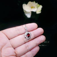 Garnet Necklace Sterling Silver flower of Life Red Gemstone Dainty Orange Spessartite Garnet Jewelry Tiny Garnet Choker Chakra Healing 1120