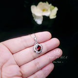 Garnet Necklace Sterling Silver flower of Life Red Gemstone Dainty Orange Spessartite Garnet Jewelry Tiny Garnet Choker Chakra Healing 1120
