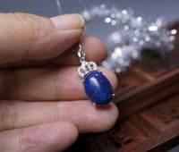 Lapis Lazuli Necklace, Sterling Silver Royal Crown Blue Lapis Pendant, The Vampire Diaries Jewelry 1048