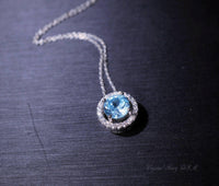 Tiny Blue Aquamarine Choker - 18KGP @ Sterling Silver - Minimalist Aquamarine Necklace 040