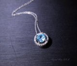 Tiny Blue Aquamarine Choker - 18KGP @ Sterling Silver - Minimalist Aquamarine Necklace 040