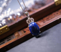 Lapis Lazuli Necklace, Sterling Silver Royal Crown Blue Lapis Pendant, The Vampire Diaries Jewelry 1048