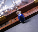 Lapis Lazuli Necklace, Sterling Silver Royal Crown Blue Lapis Pendant, The Vampire Diaries Jewelry 1048