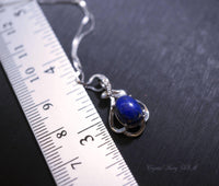 Dainy Lapis Lazuli Necklace Sterling Silver - Leaf Flower Lapis Lazuli Pendant Chakra Healing #990
